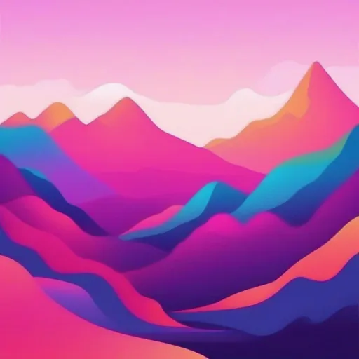 Prompt: flat gradient vibrant modern flowy mountains design, vector style