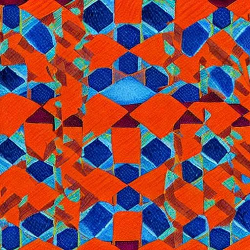 Prompt: BLUE and ORANGE checkered Intricate Colored Pencil Computer Art