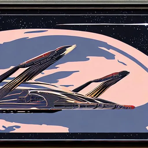 Prompt: Space art inspired by Syd mead 