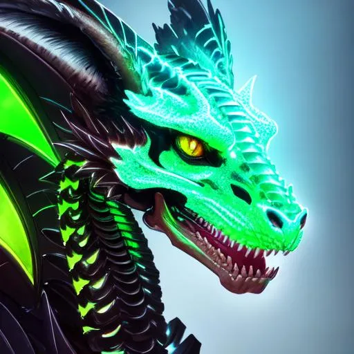 Watercolor portrait of a roaring neon skeleton drago... | OpenArt