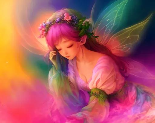 Prompt: an ethereal fairy goddess,dreamscape , night forest background,pastel,chinese style