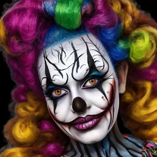Prompt: clown ladies with intricate makeup painted on their faces, ultra photo realistic, high definition --chaos 50 --ar 2000:1764