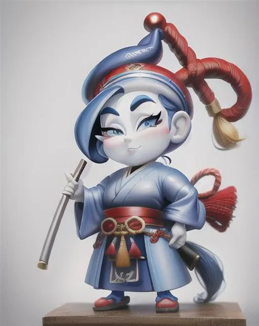 Prompt: Papa Smurf as a Samurai; highly detailed oil painting; very beautiful; cartoon style