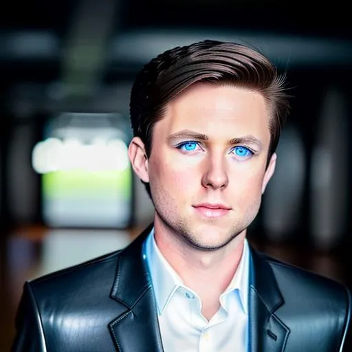 Prompt: 26-year-old man with brown hair and blue eyes :: wearing a black leather suit :: ultra lifelike :: photorealistic :: hyperdetailed :: photograph :: shot with Canon Rebel EOS T100 :: LinkedIn profile