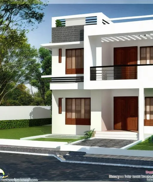 Prompt: Front elevation as per image floor plan 