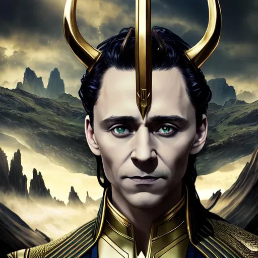Prompt: ((Tom Hiddleston)) Surrealistic photograph face portrait of Loki from the movie Thor, inspired by the work of artist Salvador Dali. Loki is depicted in a dreamlike state, floating in mid-air with his scepter. The background is a surreal landscape, with twisted trees and melting mountains. The lighting is otherworldly, with a mix of warm and cool tones. The image should have a sense of mystery and intrigue