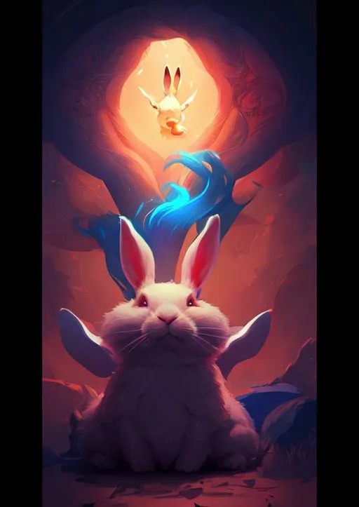 Prompt: god of dreams, rabbit, illustration, artstation, dynamic soft lighting, high-res, 4k, stylistic