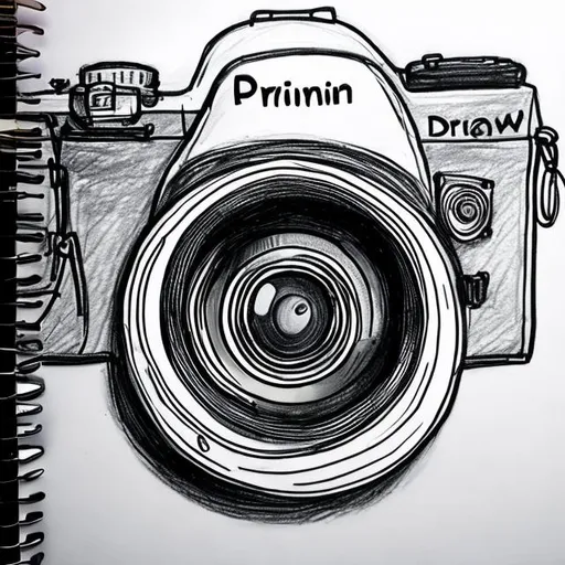 Digital camera drawing sketch on wood background - Stock Image - Everypixel