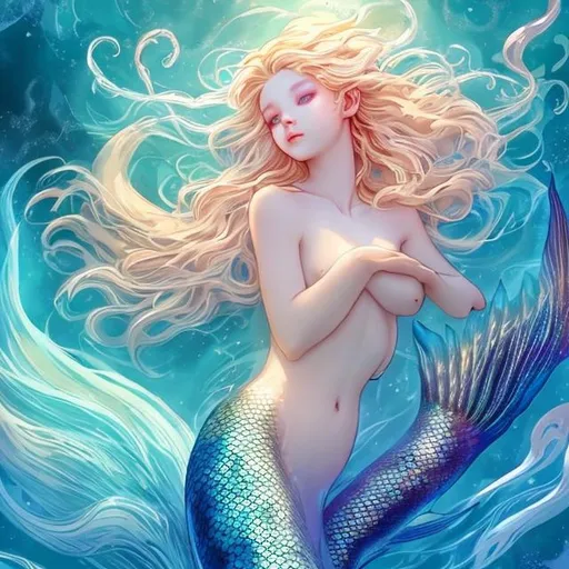 Prompt: could I please have a prompt of a beautiful celestial mermaid, high detail, high resolution, 9:16 aspect ratio, semi-realistic art style