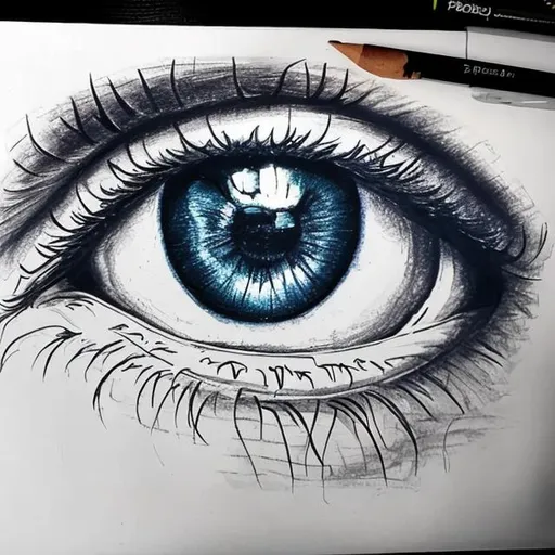 Prompt: A eye sketch with whater colour realistic
