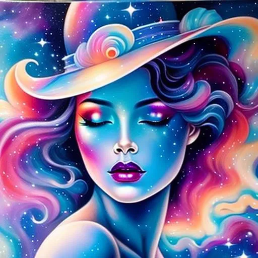 Prompt: Cosmic Epic Beautiful Nebula (Beautiful melancholy {goddess}female liquid satin}, Beautiful 