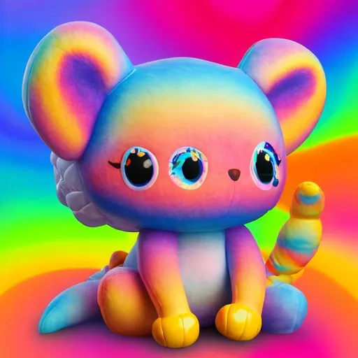 Prompt: Stuffed animal in the style of Lisa frank