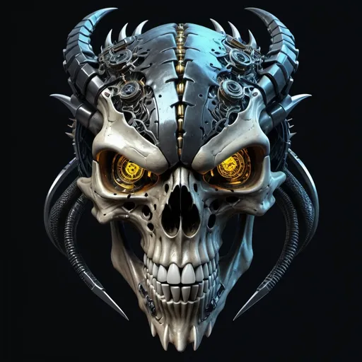 Prompt: Dragon skull cyberpunk style, highly detailed, HD, dark background