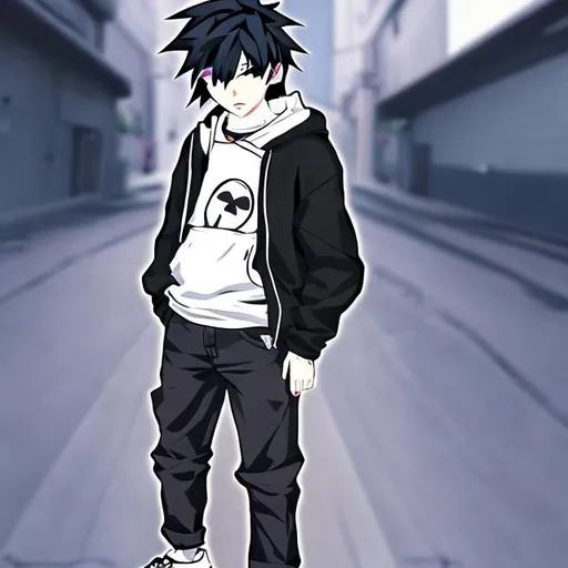 Solitary Anime Boy - black and white anime boy profile picture