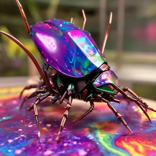 Prompt: Thorn bug diorama in the style of Lisa frank