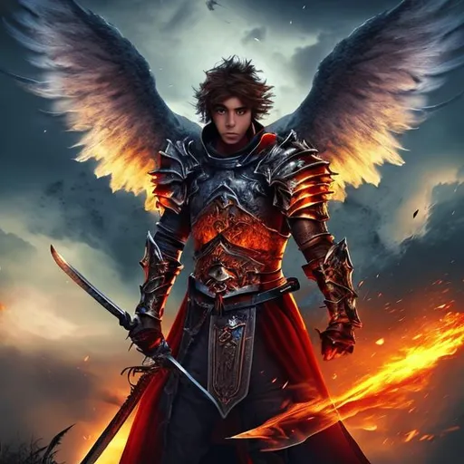 brave hero dark angel handsome knight royal castl... | OpenArt