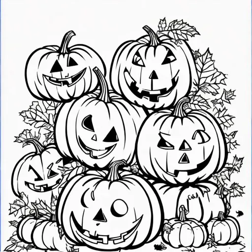 Prompt: Halloween pumpkins pie coloring pages for kids with white background 