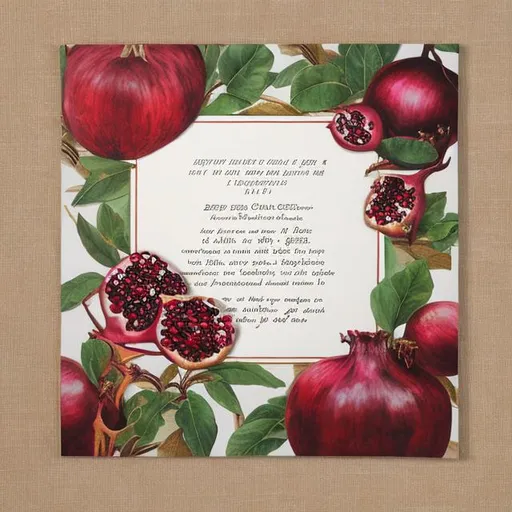 Prompt: ketubah border square botanical pomegranate