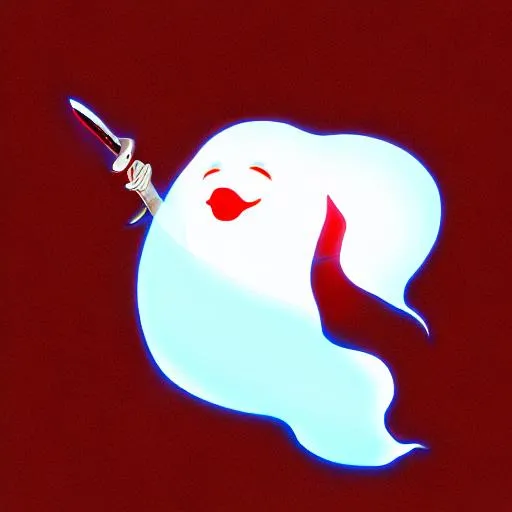 Prompt: Ghost Dog holding a knife