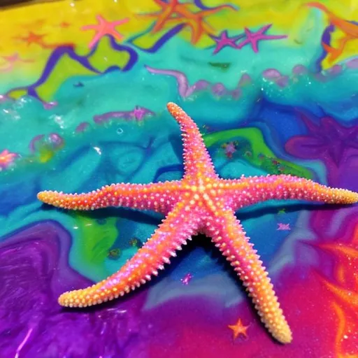 Prompt: Miniature starfish in the style of Lisa frank