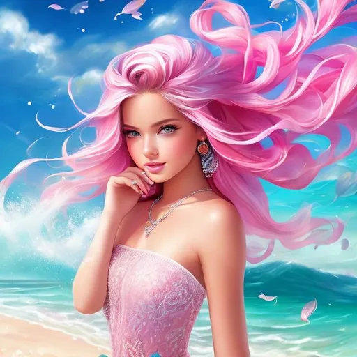 Prompt: Full body Portrait of {teenager love hd} with {pink} hair and with cute face, { In a beautiful seashore }, full body, perfect composition, hyperrealistic, super detailed, 8k, high quality, trending art , trending on artstation , sharp focus , Realistic background image of hd, intricate details, highly detailed.