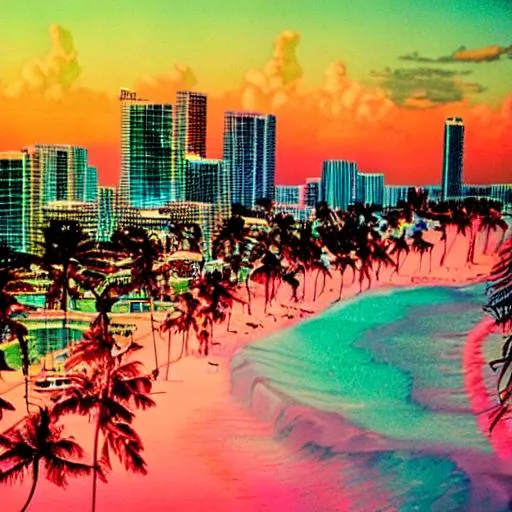 outrun retrowave synthwave miami 1980 man | OpenArt