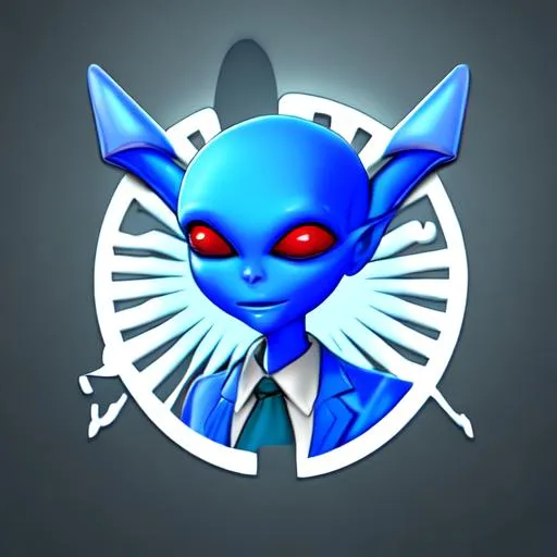 Prompt: blue alien business logo