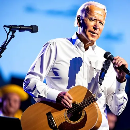 Prompt: Joe Biden singing at a concert