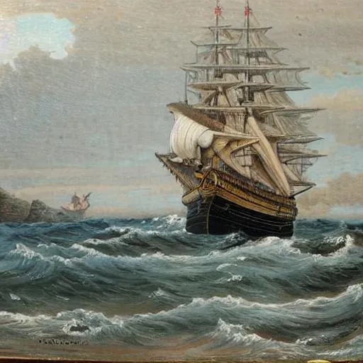 18th century ship in the ocean