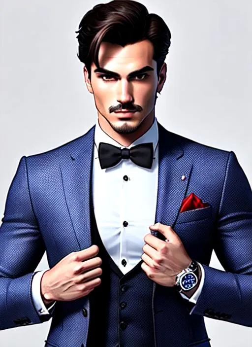 Prompt: Mario , Three-Piece Suit, Check Watch, Masterpiece, Best Quality, Extremely Detailed Face, Perfect Lighting, Solo, thin and strong body