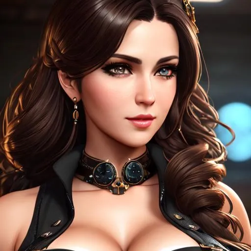 Prompt: extremely realistic, hyperdetailed, extremely busty mechanic, steampunk, highly detailed face, highly detailed eyes, highly detailed body, full body, whole body visible, full character visible, soft lighting, high definition, ultra realistic, unreal engine 5, 8K, digital art