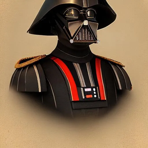 Prompt: portrait of a 19th century admiral wearing a darth vader helmet as an oil painting
