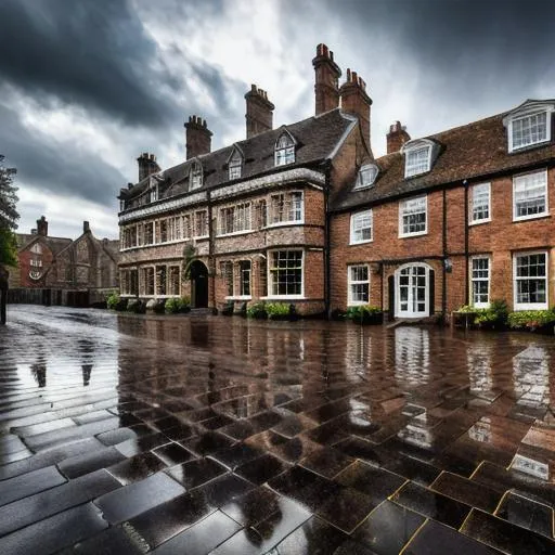 Prompt: long shot super detailed lifelike illustration, intricately detailed, dramatic weather, gorgeous detailed english old house, rainy day, old street, middle ages, brick road in front of house, old city, york

masterpiece photoghrafic real digatal ultra realistic hyperdetailed 

iridescent reflection, cinematic light, high contrast, dark, smooth



volumetric lighting maximalist photo illustration 4k, resolution high res intricately detailed complex,

soft focus, realistic, heroic fantasy art, clean art, professional, colorful, rich deep color, concept art, CGI winning award, UHD, HDR, 8K, RPG, UHD render, HDR render, 3D render cinema 4D