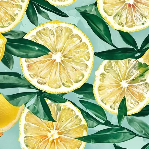 Prompt: Create a print with lemons with summer vibes 
