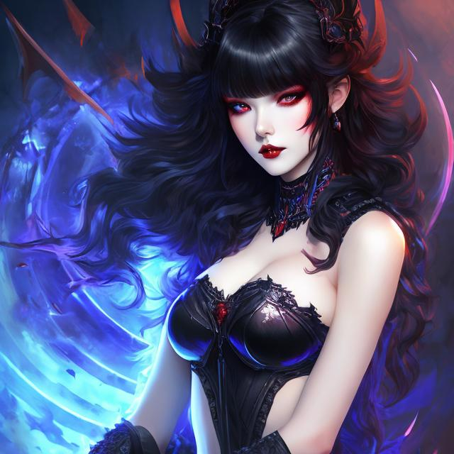 original characters, solo, blue eyes, anime, anime girls, artwork, digital  art, fan art, Gothic