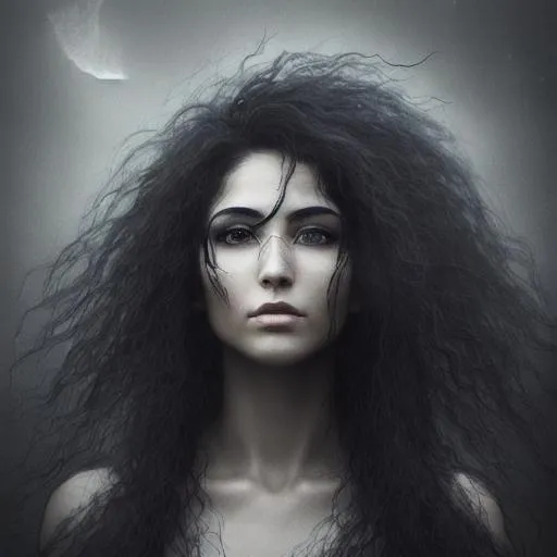 Portrait Of A Beautiful Raven Haired Goddess Emergin 