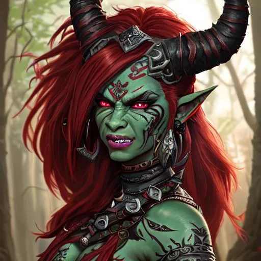 Full Body Portrait Of A Female Orc Warrior Goddess W 