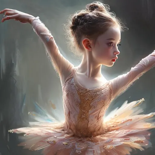 Prompt: Gorgeous ballerina girl dancing, concept art, mid shot, intricately detailed, color depth, cinematic, oil painting, intricate detailed