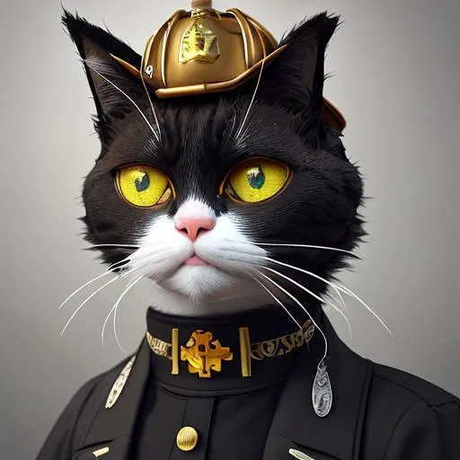 Prompt: Imagine a gallery of portraits showcasing cats in different religious professional outfits, each embodying their chosen career. Whether it's a sophisticated CEO cat in a tailored suit or a daring firefighter cat in full gear, let your artwork celebrate the diverse talents and contributions of working cats. photorealism, 3d elements, DoF, daz3d, cinema4d