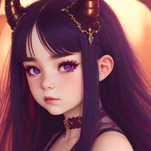 Prompt: little girl,stunningly beautiful Demoness with horns, fullbody, immensely attractive, zoom out, film photography, extreme detail, high-res, hyperrealism, polished, photorealistic, hair light, 8k ultra hd