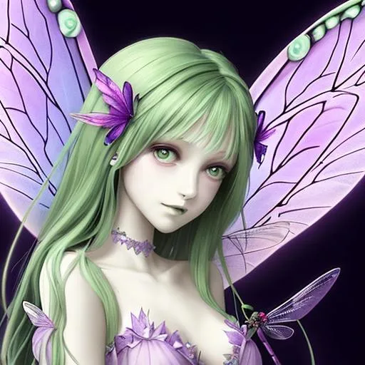 fairy person dragonfly, charming cinematic, human girl