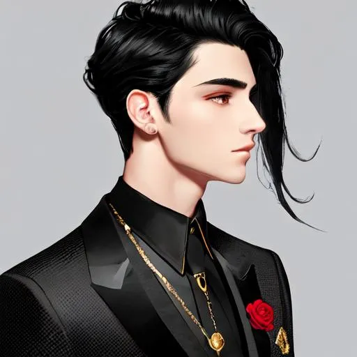 anime profile picture with black hair with black eye