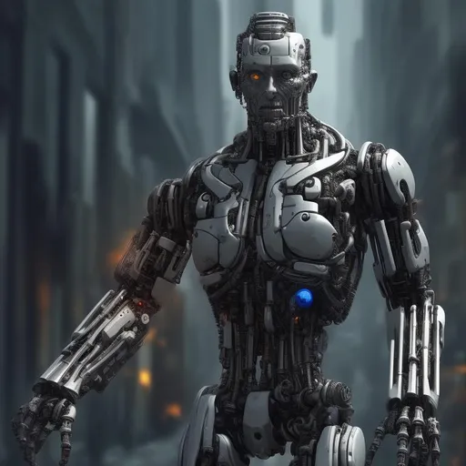 Prompt: a fantastic cyborg, with the presence of humanity