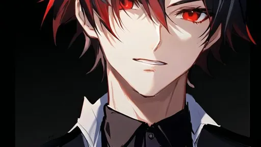 Prompt: Damien (male, short all black hair) (red eyes)