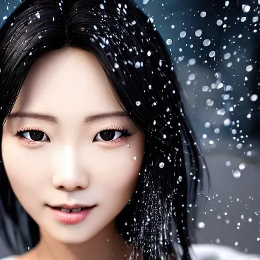 Prompt: make balance face, (exteme full shot:1.8),rainny,cute korean woman , navel ,dark hair , bathing ,in city, wet jean ,(white shirt:1.5),cheerful expression , attractive , ultra hd , volumetric lighting , unreal (engine 4:1.6, hyper realism , sharp focus , digital art , artstation , sun lights , day , high quality eyes , bright high quality eyes 