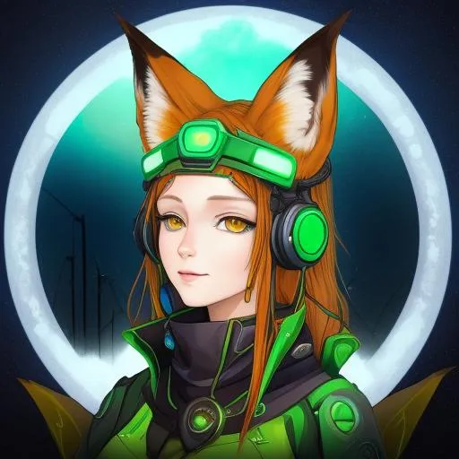 Prompt: human with fox ears solarpunk