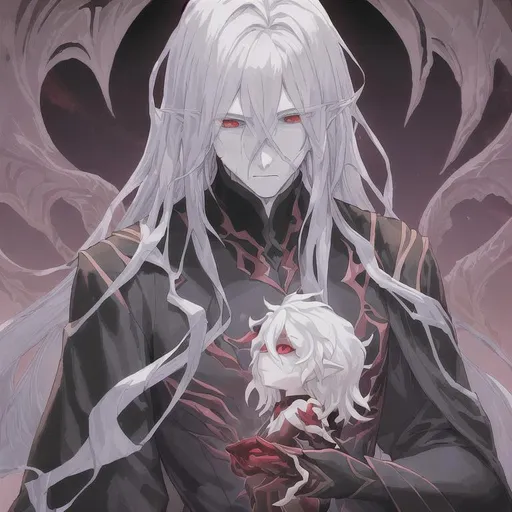 Prompt: One male figure, a humanoids monster made of flesh and bone with red eyes, full body, in a shape of a wizard in robes, standing with a determined air, her gaze a anime boy with a body are as if it is made from porcelain, their hair is white and wear a suit beautiful flawless soft smooth skin, Moon Kingdom in the background, absolutely astonishing, razor-sharp focus, (masterpiece), volumetric lighting, light beams, bokeh, UHD, 16k, HDR, ((((best quality)))) beautiful detailed bright eyes glowing with infinite energy, beautiful shining hair, confident expression, she is
