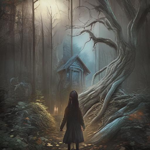 digital art style ,hänsel und gretel, dark fantasy h...