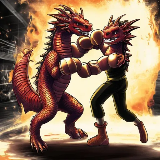 Prompt: Dragon comodo boxing