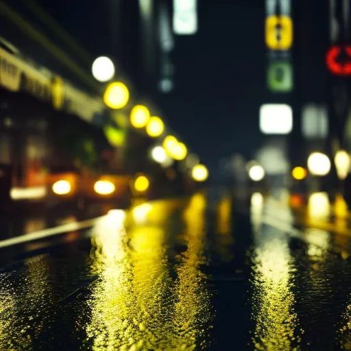 Prompt: photorealistic yellow criminal rainy night motion blur 


